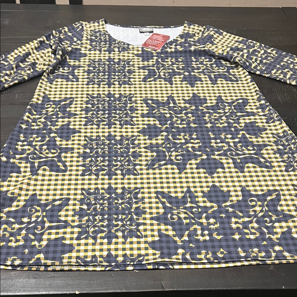 Manuhealii Navy and Mustard Gingham Kukui Alana Dress